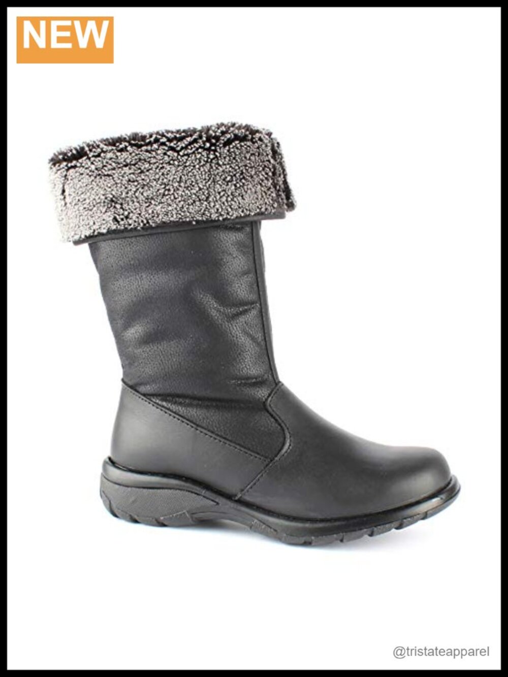 Waterproof Italian Leather Mid-Calf Boots with Faux Shearling